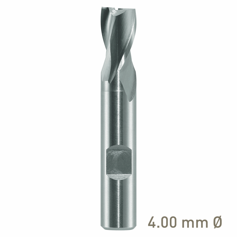 (image for) Maykestag HSS-Co8 Slot End Mill 4mm Short Series 2 Flute Centre Cutting DIN 327 D