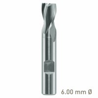 (image for) Maykestag HSS-Co8 Slot End Mill 6mm Short Series 2 Flute Centre Cutting DIN 327 D