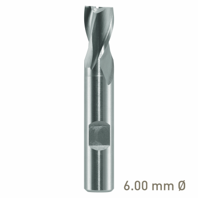 (image for) Maykestag HSS-Co8 Slot End Mill 6mm Short Series 2 Flute Centre Cutting DIN 327 D