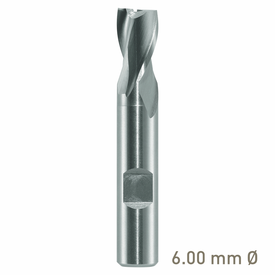 (image for) Maykestag HSS-Co8 Slot End Mill 6mm Short Series 2 Flute Centre Cutting DIN 327 D