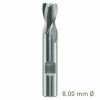 (image for) Maykestag HSS-Co8 Slot End Mill 8mm Short Series 2 Flute Centre Cutting DIN 327 D