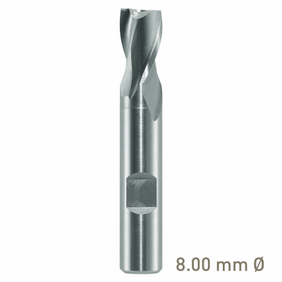 (image for) Maykestag HSS-Co8 Slot End Mill 8mm Short Series 2 Flute Centre Cutting DIN 327 D