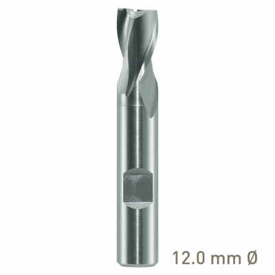 (image for) Maykestag HSS-Co8 Slot End Mill 12mm Short Series 2 Flute Centre Cutting DIN 327 D