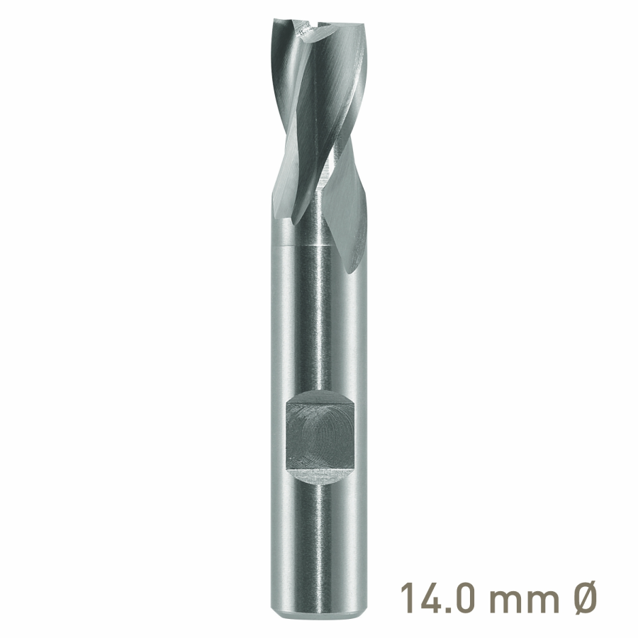 (image for) Maykestag HSS-Co8 Slot End Mill 14mm Short Series 2 Flute Centre Cutting DIN 327 D