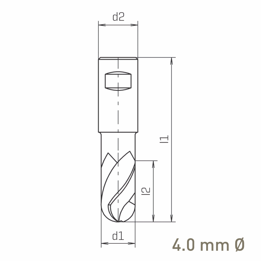 Modal Additional Images for Maykestag HSS-Co8 Slot End Mill With Radius 4mm Short Series 2 Flute Centre Cutting