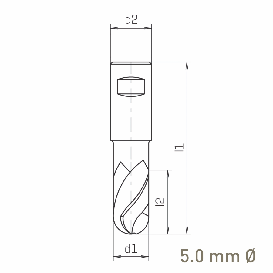 Modal Additional Images for Maykestag HSS-Co8 Slot End Mill With Radius 5mm Short Series 2 Flute Centre Cutting
