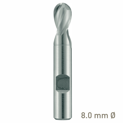 (image for) Maykestag HSS-Co8 Slot End Mill With Radius 8mm Short Series 2 Flute Centre Cutting