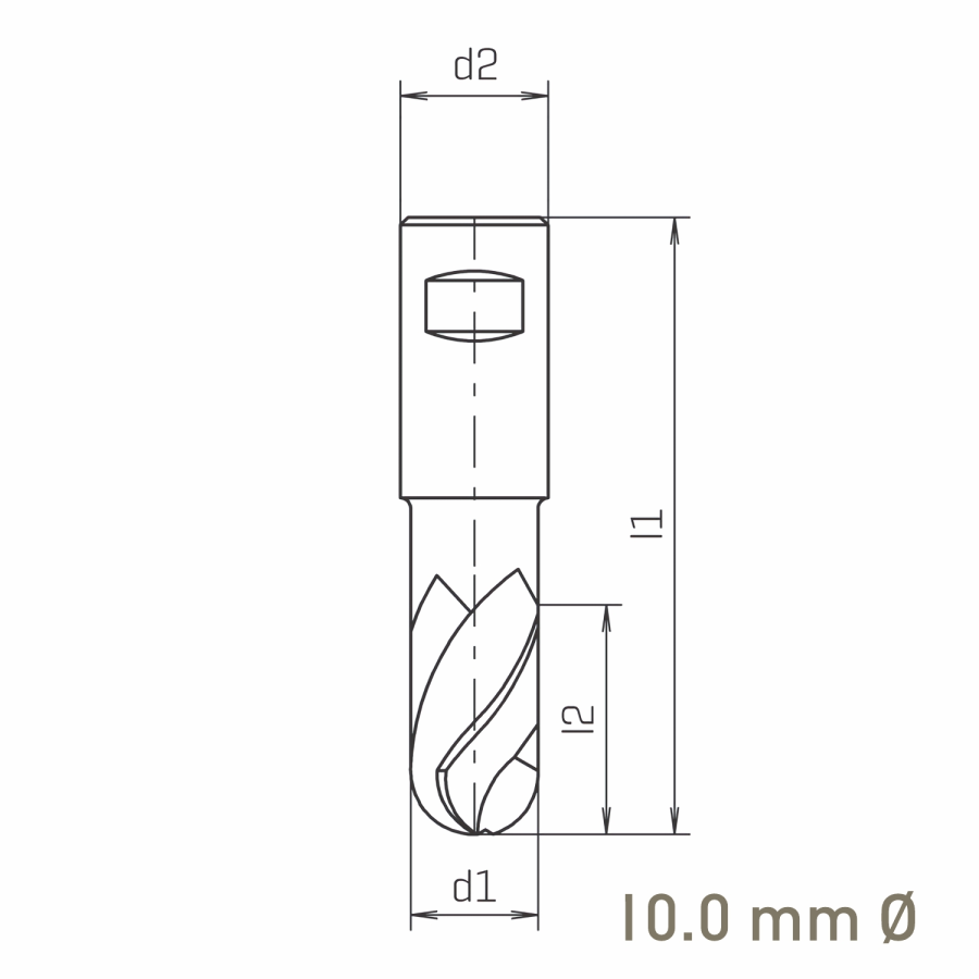 Modal Additional Images for Maykestag HSS-Co8 Slot End Mill With Radius 10mm Short Series 2 Flute Centre Cutting