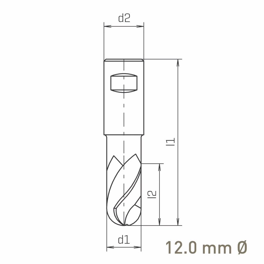 Modal Additional Images for Maykestag HSS-Co8 Slot End Mill With Radius 12mm Short Series 2 Flute Centre Cutting