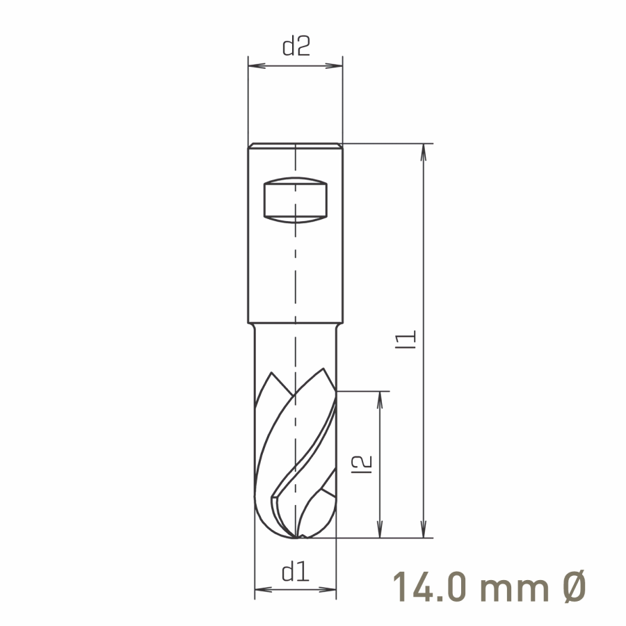 Modal Additional Images for Maykestag HSS-Co8 Slot End Mill With Radius 14mm Short Series 2 Flute Centre Cutting