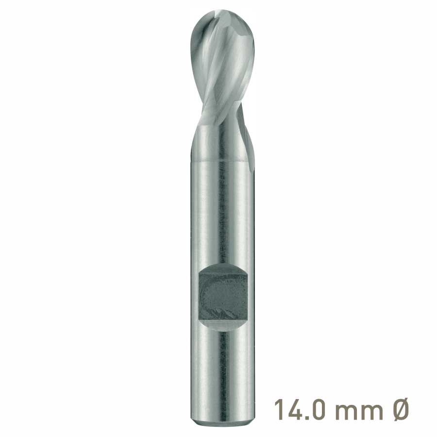 (image for) Maykestag HSS-Co8 Slot End Mill With Radius 14mm Short Series 2 Flute Centre Cutting