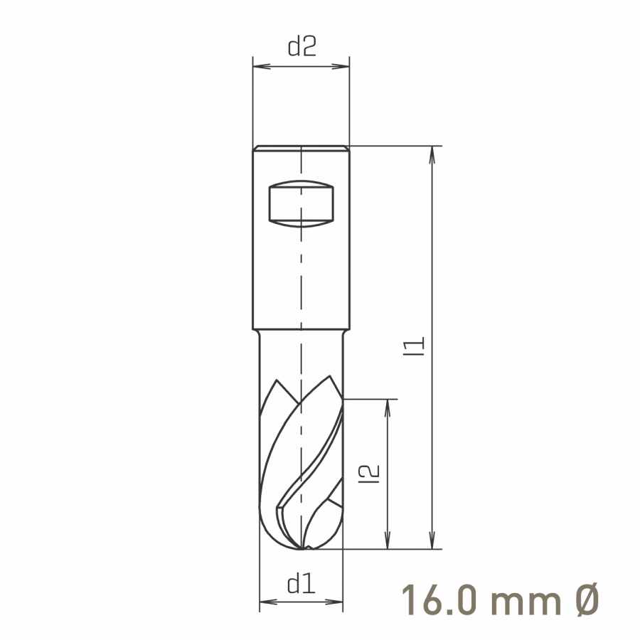 Modal Additional Images for Maykestag HSS-Co8 Slot End Mill With Radius 16mm Short Series 2 Flute Centre Cutting