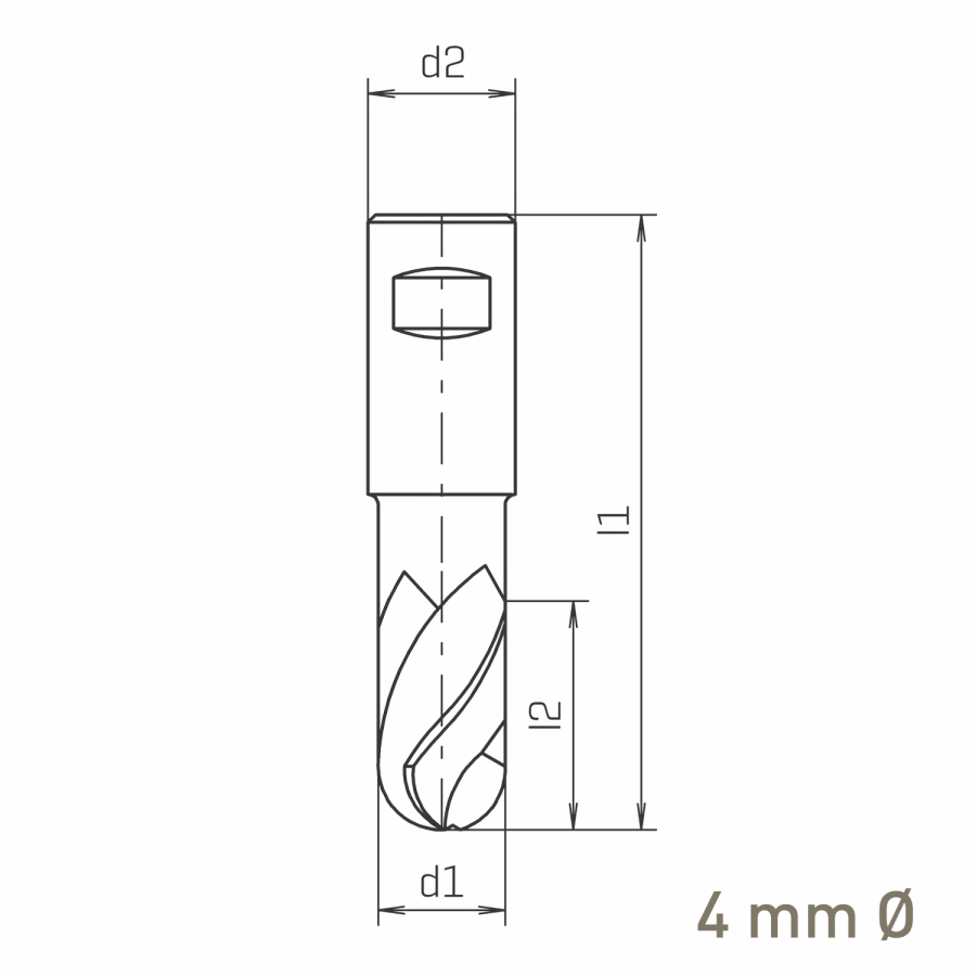 Modal Additional Images for Maykestag ALUNIT HSS-Co8 Slot End Mill With Radius 4mm Short Series