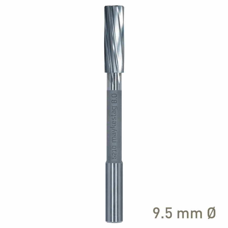 (image for) Maykestag Solid Carbide NC Machine Reamer 9.5mm Left Hand Spiral H7 Form B