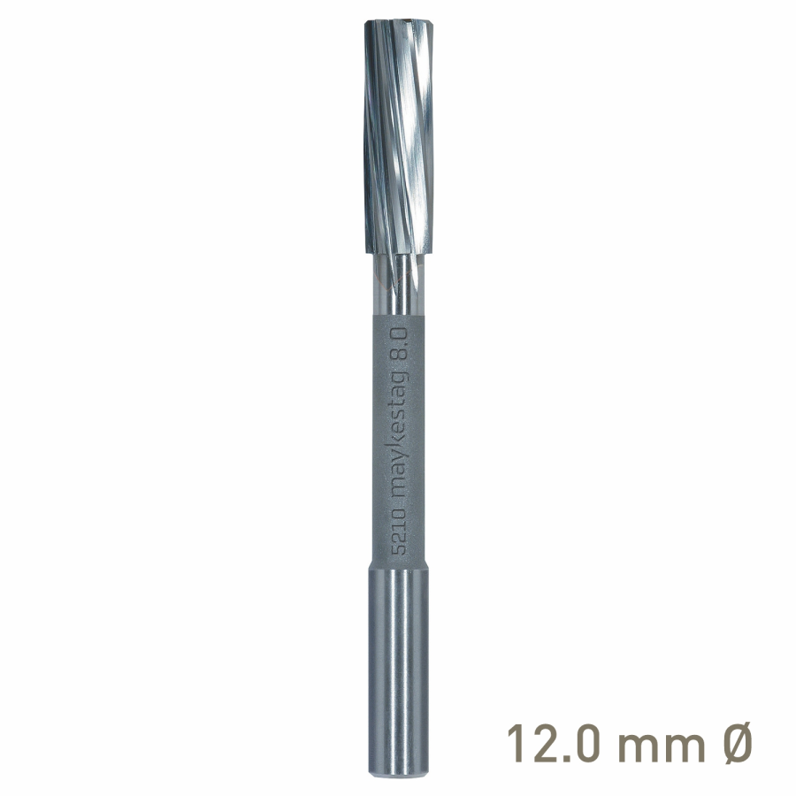 (image for) Maykestag Solid Carbide NC Machine Reamer 12mm Left Hand Spiral H7 Form B