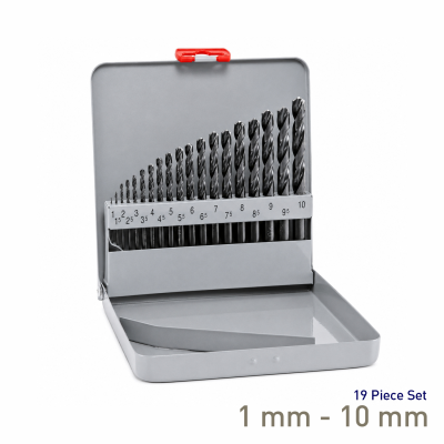 (image for) Maykestag HSS Jobber Drill Bit Set 1-10mm 19 Piece Metal Case Industrial