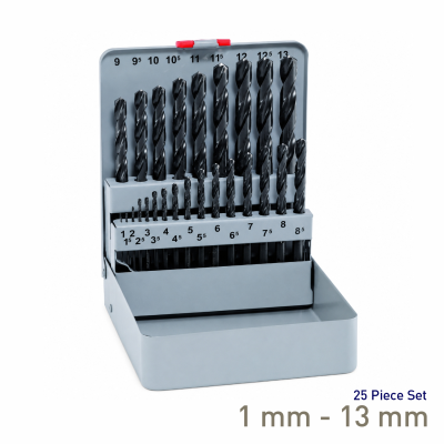(image for) Maykestag HSS Jobber Drill Bit Set 1-13mm 25 Piece Metal Case Industrial