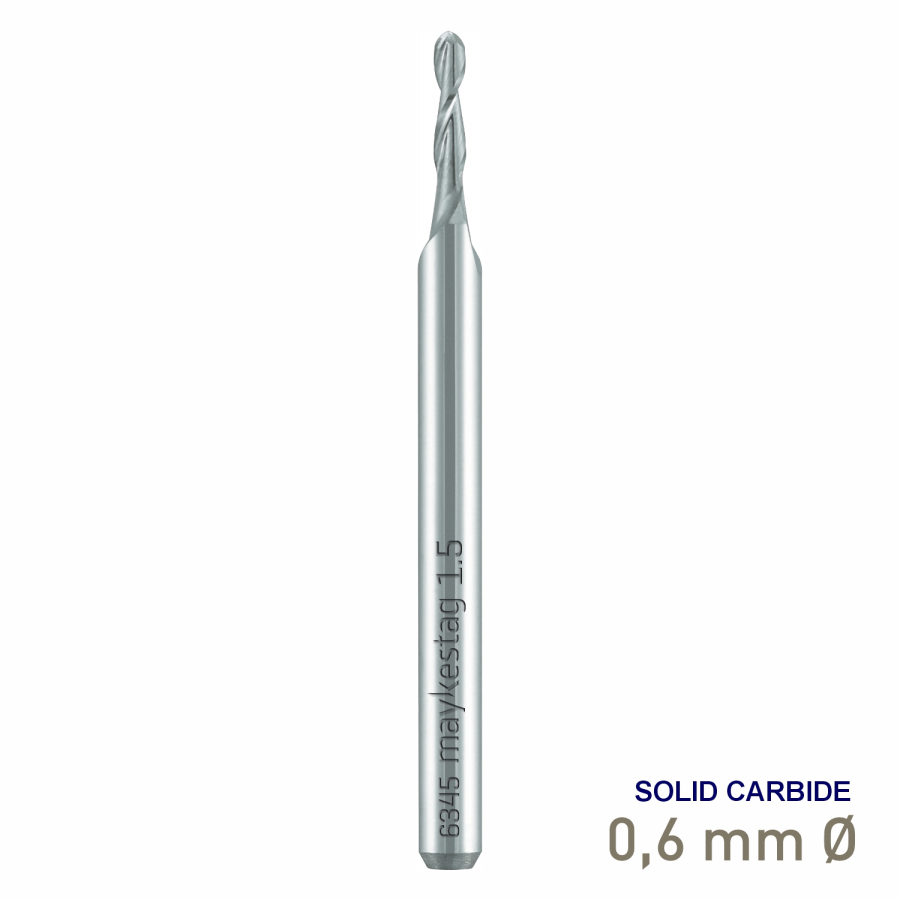 (image for) Maykestag Solid Carbide Mini Ball Nose End Mill 0.60mm R0.30 Z2 Reinforced Shank