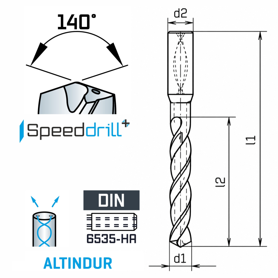Modal Additional Images for Maykestag Speeddrill+ Universal Solid Carbide Drill Bit 8.3mm 3xD ALTINDUR