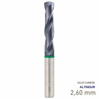 (image for) Maykestag Speeddrill+ Universal Solid Carbide Stub Drill ALTINDUR 2.60mm DIN 6537K 3xD