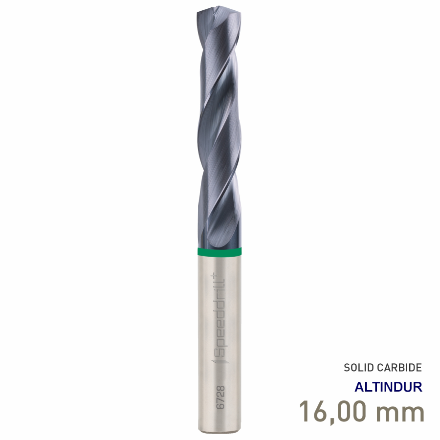 (image for) Maykestag Speeddrill+ Universal Solid Carbide Stub Drill ALTINDUR 16.00mm DIN 6537K 3xD