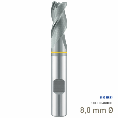 (image for) Maykestag Speedcut-Aluminium Solid Carbide End Mill 8mm Long Series Neck 3 Flute