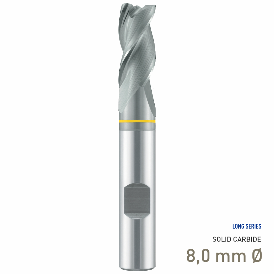 (image for) Maykestag Speedcut-Aluminium Solid Carbide End Mill 8mm Long Series Neck 3 Flute