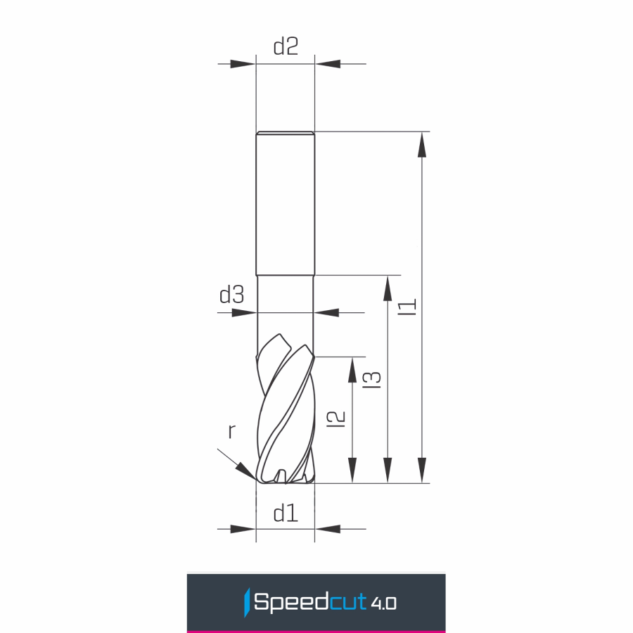 Modal Additional Images for Maykestag Speedcut 4.0-Inox HPC Corner Radius End Mill 5mm R0.5 Long Series 4 Flute