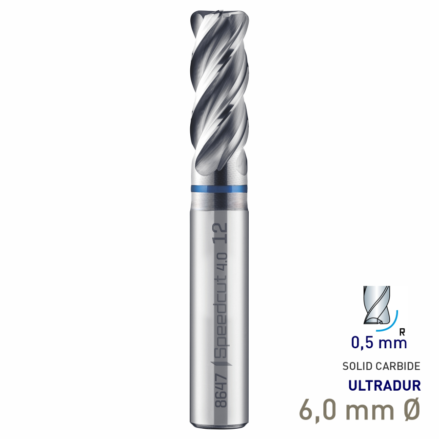 (image for) Maykestag Speedcut 4.0-Inox HPC Corner Radius End Mill 6mm R0.5 Long Series 4 Flute