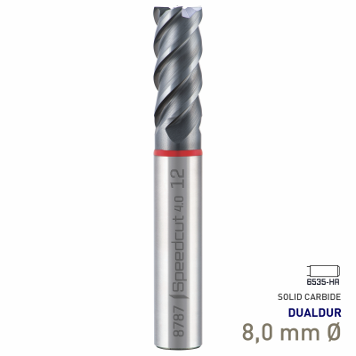 (image for) Maykestag Speedcut 4.0 Ultra Hard Steel 50-65 HRC DUALDUR HPC End Mill 8mm Long Series 4 Flute