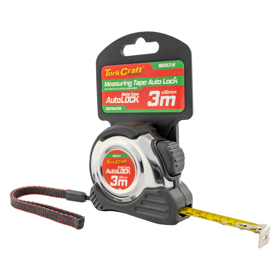 (image for) Measuring Tape Self Lock 3m X 16mm S/s & Rubber Casing Matt Finish