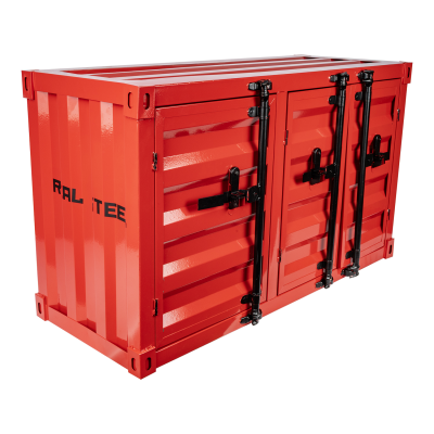 (image for) Metal Container Storage Box 1000 X 400 X 600mm Red 3 Door Single Shelf