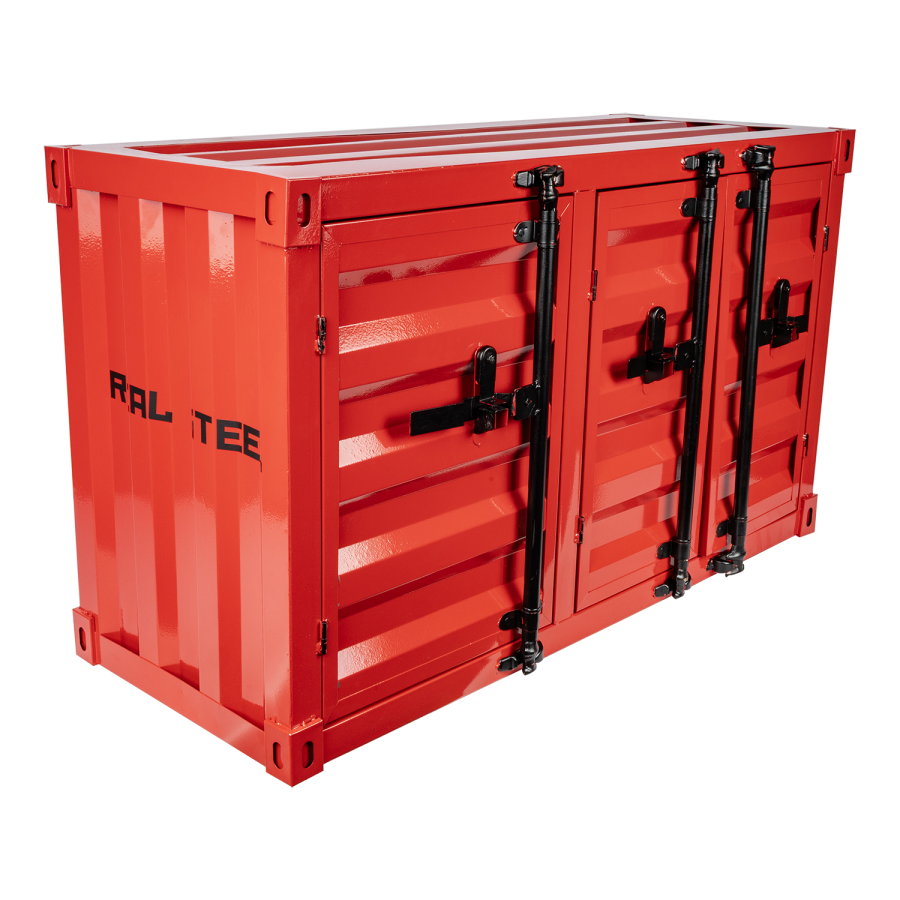 (image for) Metal Container Storage Box 1000 X 400 X 600mm Red 3 Door Single Shelf