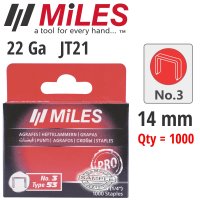 (image for) Galv Staples 22g Jt21 14mm X 1000pcs Miles No3