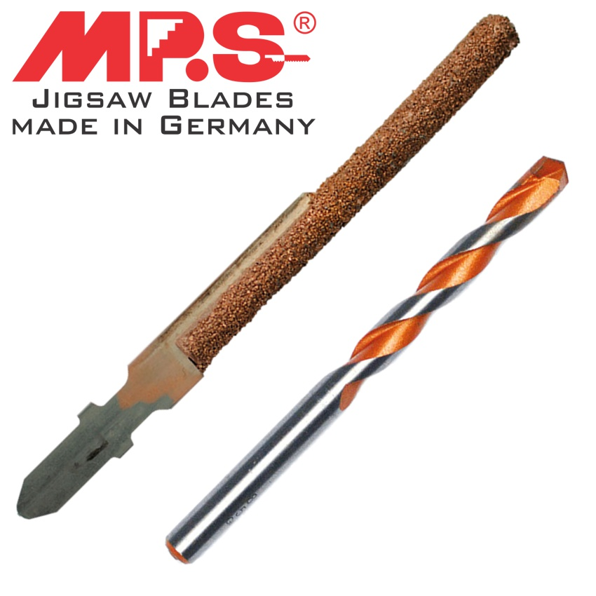 (image for) Jigsaw Blade Univ. Set Carbide Rasp 6mm 100/75 + Drill Bit 6x60x100mm