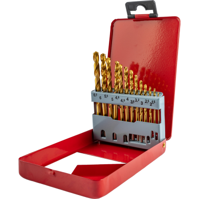 (image for) Drill Bit Set 13pce Tin. Coated Metal Case