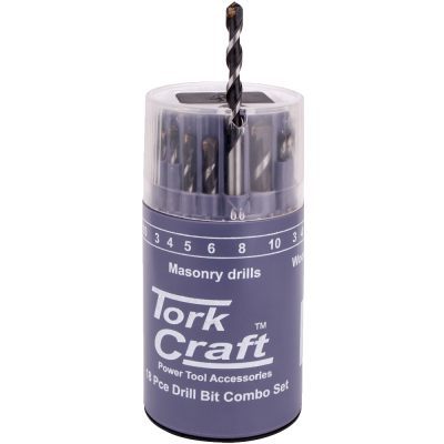 (image for) Drill Bit 18 Set Combo Wood + Masonry + Hss In Plastic Container