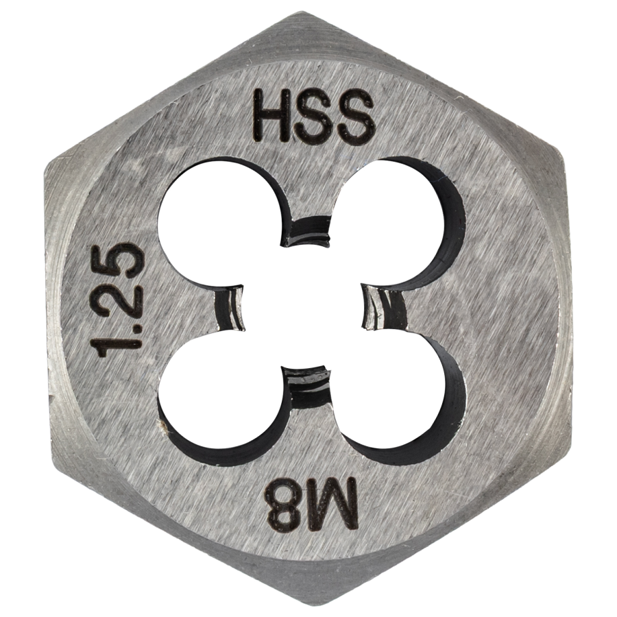 (image for) HSS Hex Die M8 x 1.25mm 1 Inch 4 Flute