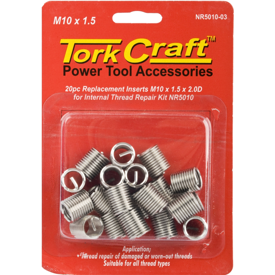 (image for) Tork Craft Replacement Inserts M10 X 1.5 X 20mm 2D 20pc for NR5010