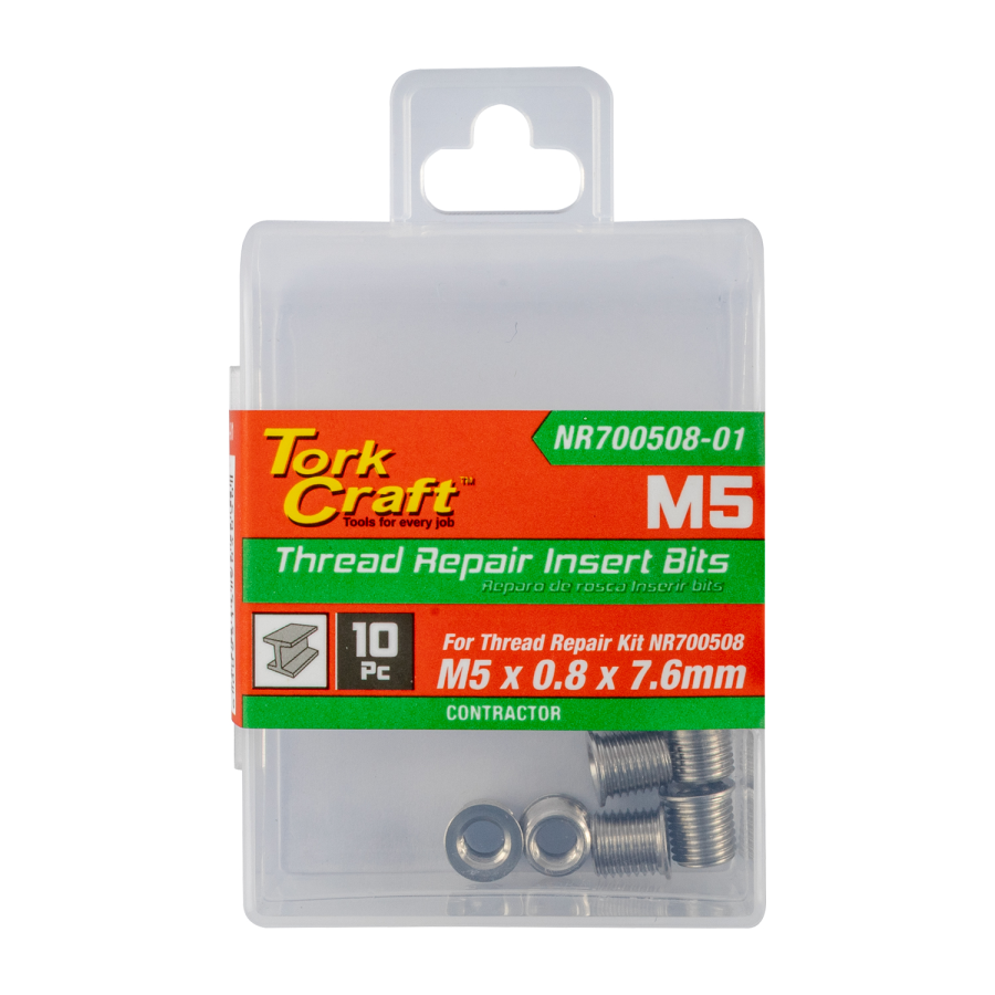 (image for) Repl. Insert 10pc M5 X 0.8 X 7.6mm S/steel For Nr700508