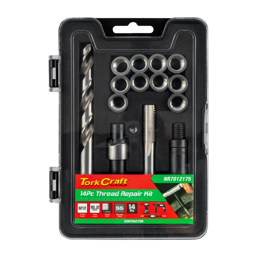 (image for) Thread Repair Kit 14pc M12 X 1.75 X 16.2mm Flange Insert