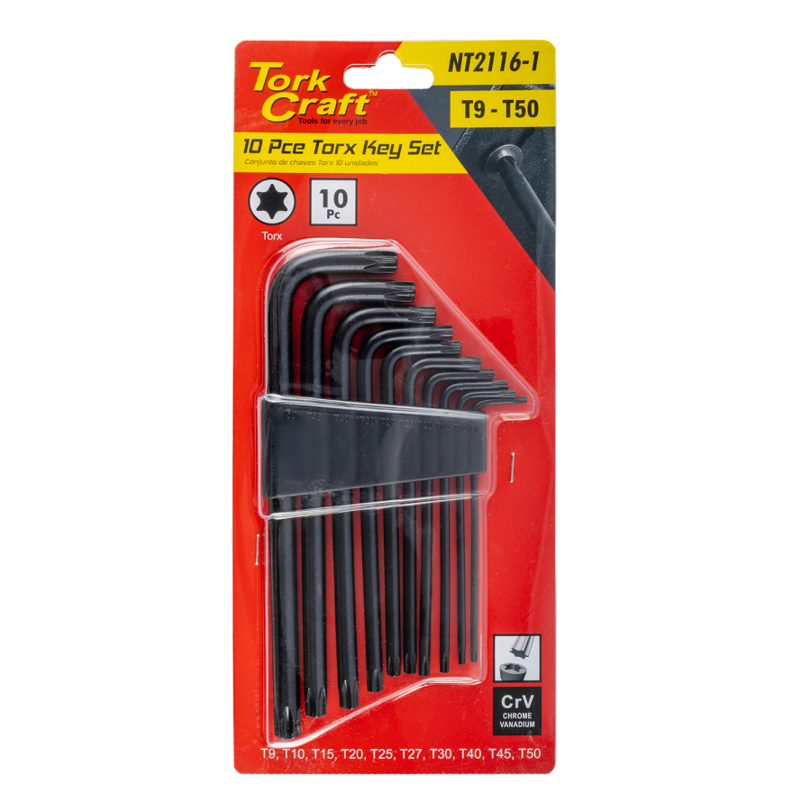 (image for) 10pc Torx Key Set T9-t50 Cr-v Carded