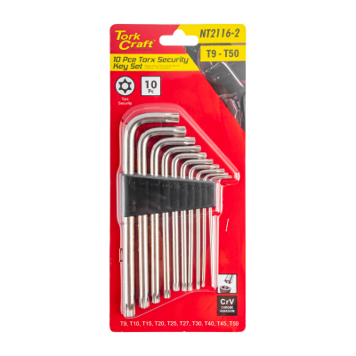(image for) 10pc Torx-security Set T9-t50 Cr-v Carded