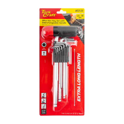 (image for) 9pc Ball Point Allen Key Set With Interchangeable Handle