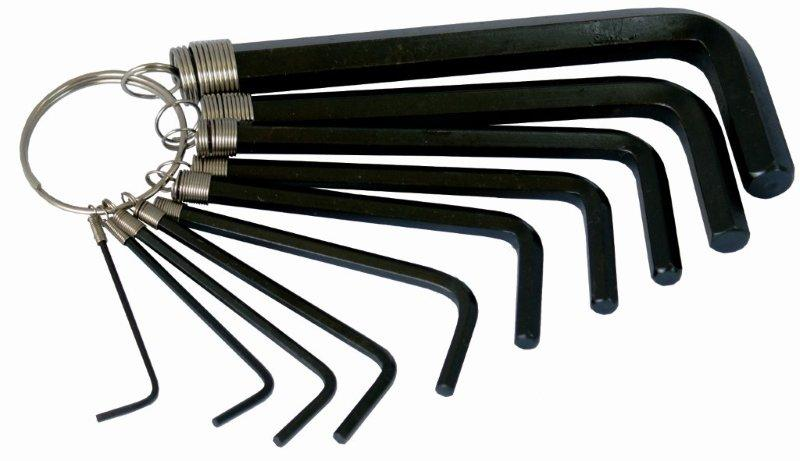 (image for) 10pc Hex Allen Key Set On Key Ring Sizes- 1.5,2,2.5,3,4,5,5.5,6,8,10mm