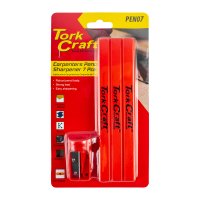 (image for) 7pc Tork Craft Carpenters Pencil Set 6 X Pencil 1 X Sharpener