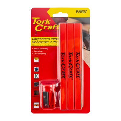 (image for) 7pc Tork Craft Carpenters Pencil Set 6 X Pencil 1 X Sharpener