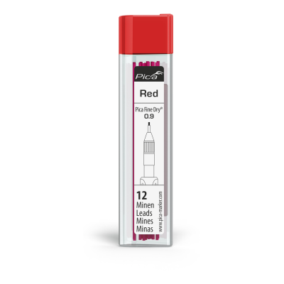 (image for) Pica Fine Dry 0.9mm Lead 12pc Refill Set Red