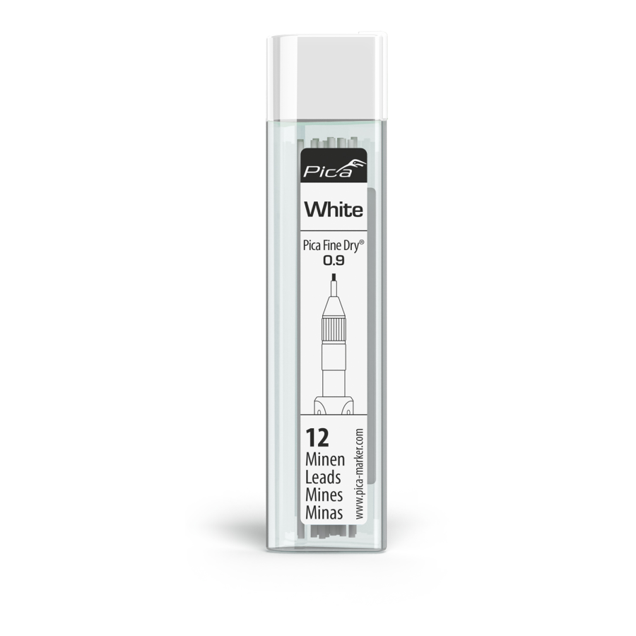 (image for) Pica Fine Dry 0.9mm Lead 12pc Refill Set White