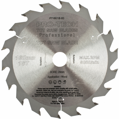 (image for) Saw Blade Tct 160x2.2x20x18t Wood Prof. Pro-tech Fes. Ts55 Pw1
